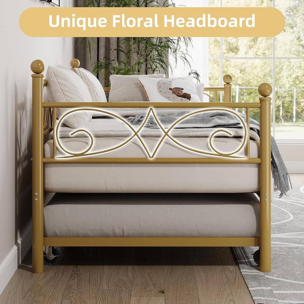Gold Metal Daybed with Trundle