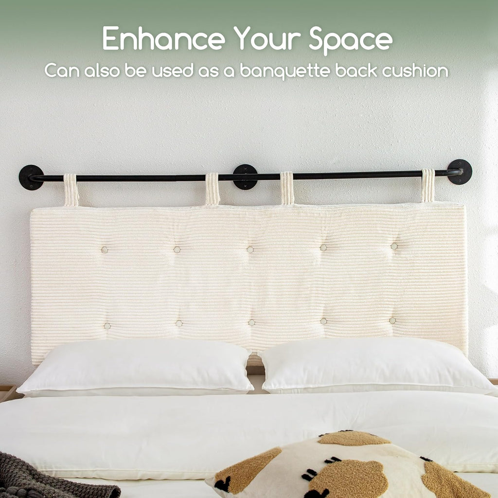 Beige Tufted Queen Wall Headboard
